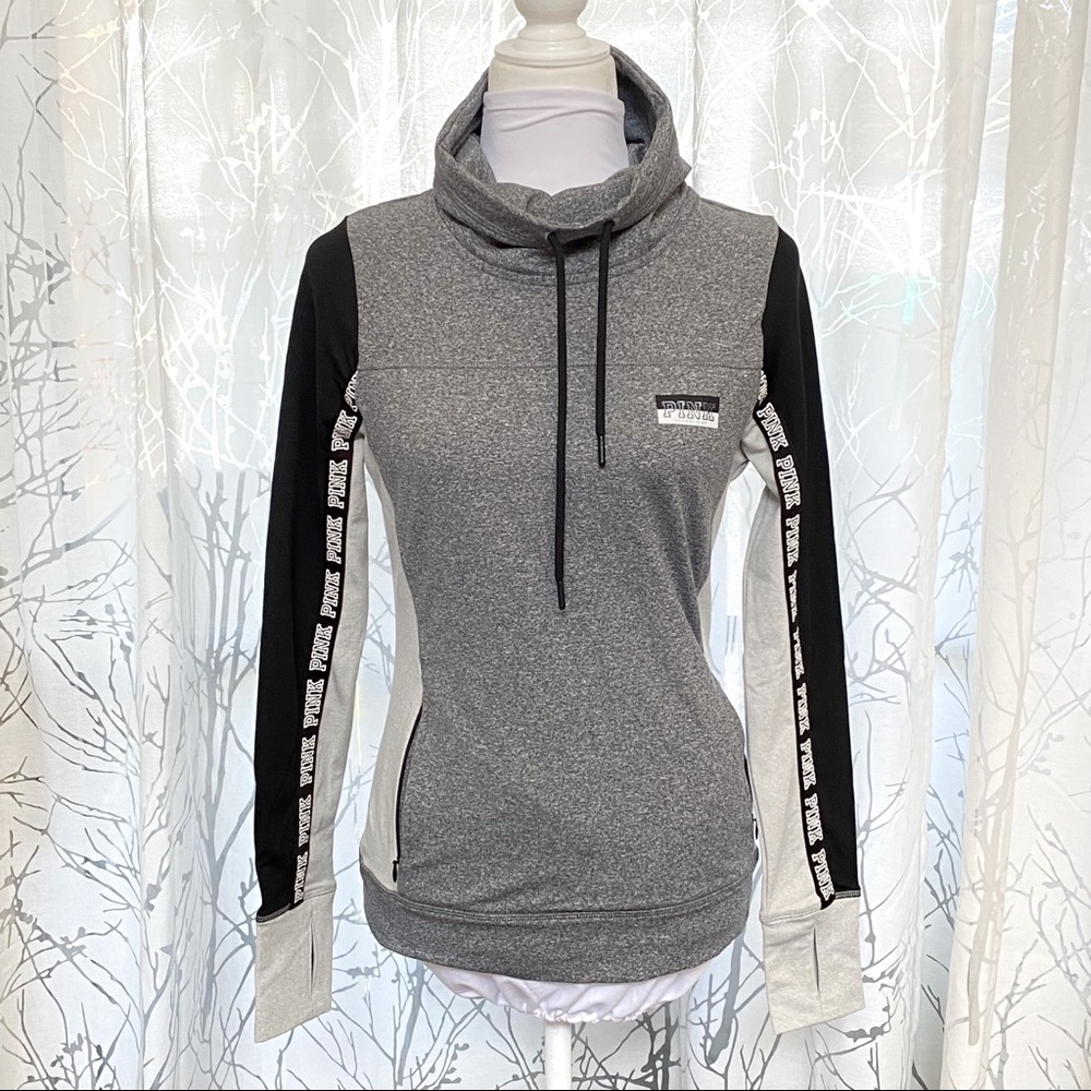 Pink Victorias secret black gray turtleneck athletic sweater sweatshirt top